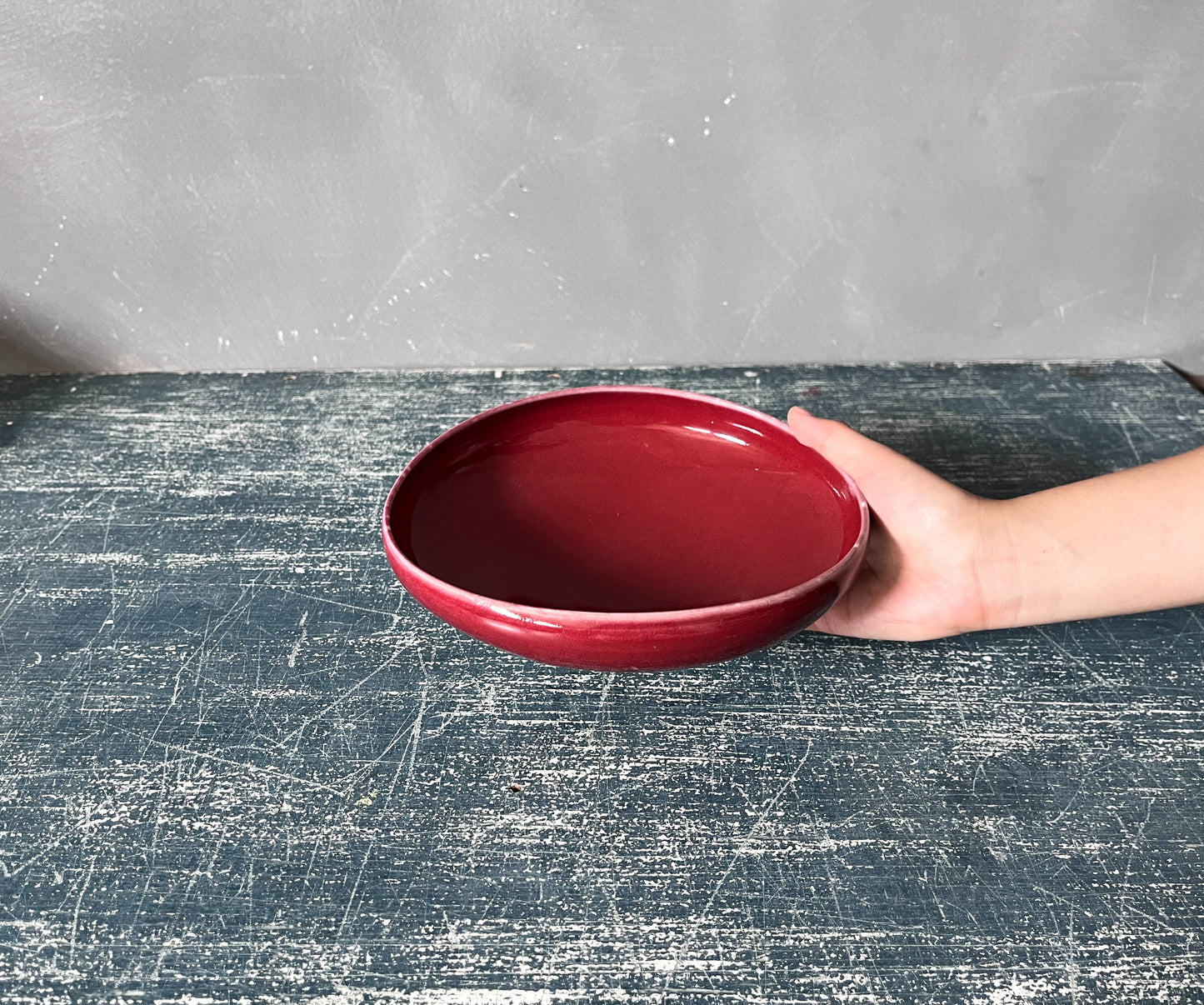 20cm歪み鉢/器の高台内側の傷・釉薬のムラ